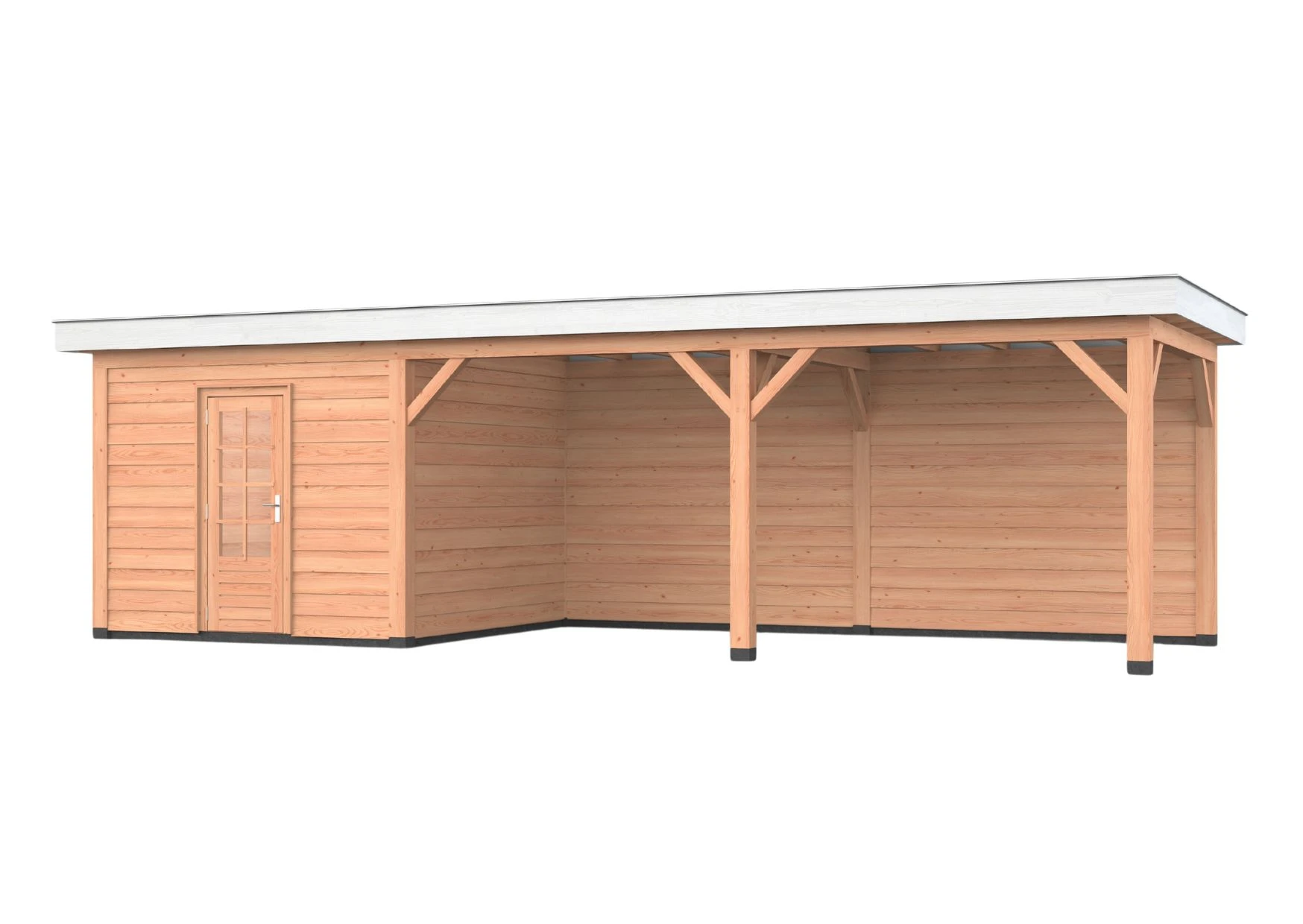 Douglas overkapping, 900 x 300, met schuur en achterwand, Westwood Holland - Afbeelding 1